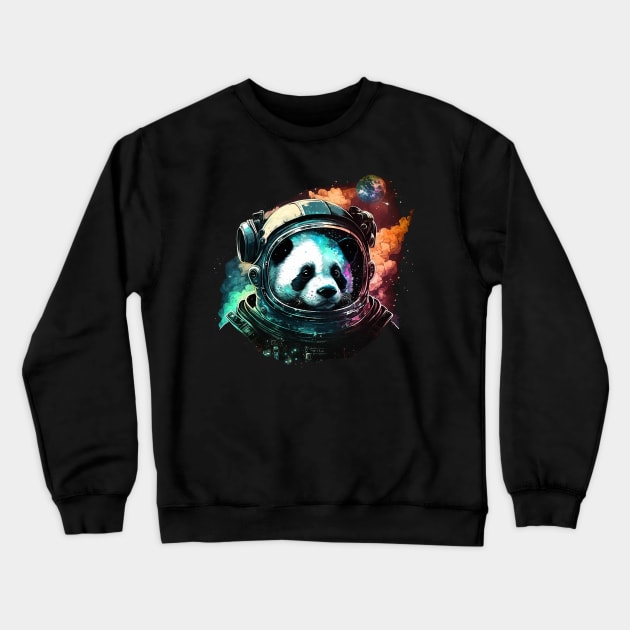 space panda Crewneck Sweatshirt by a cat cooking